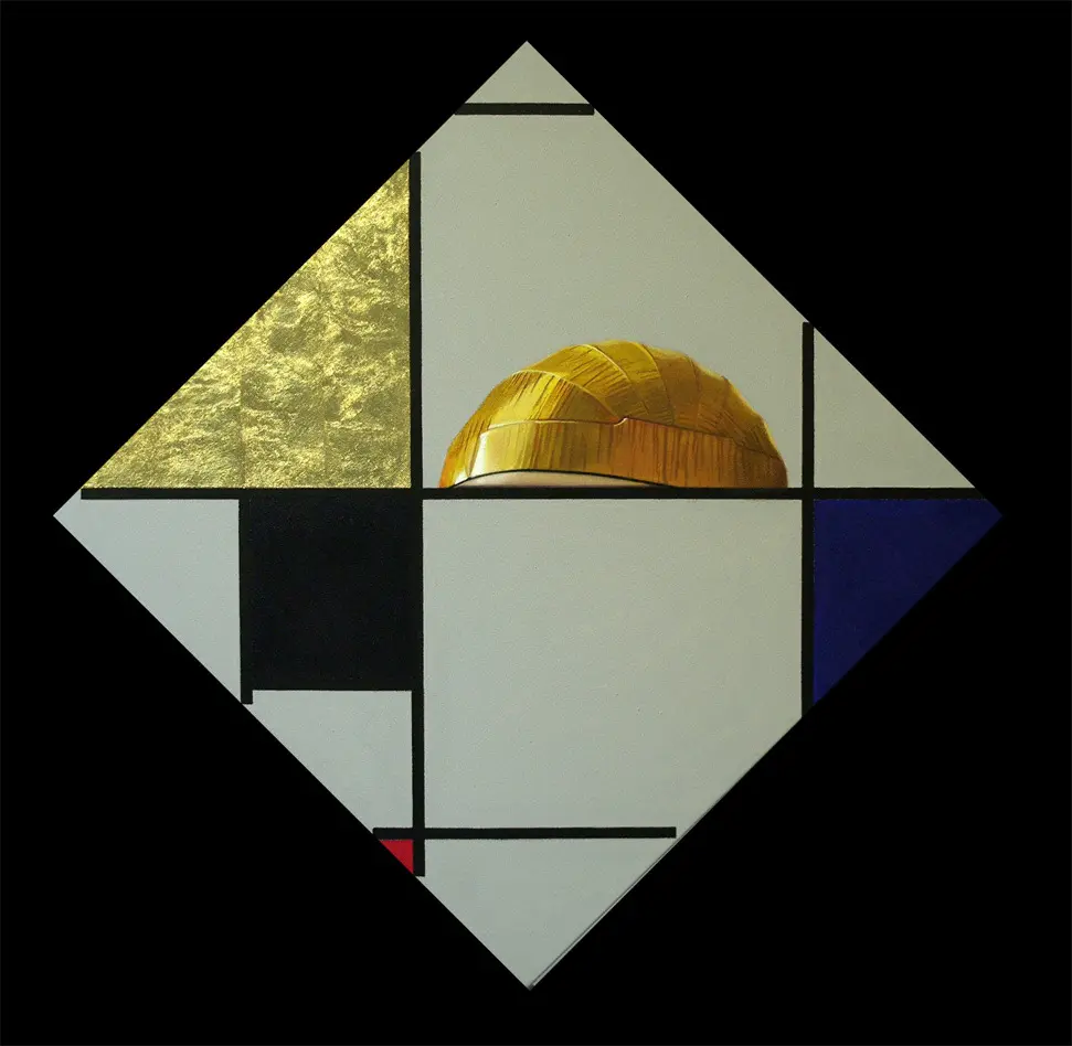 Mondrian Renaissance 60 x 60 cm, Öl und Blattgold auf Leinwand (2005)