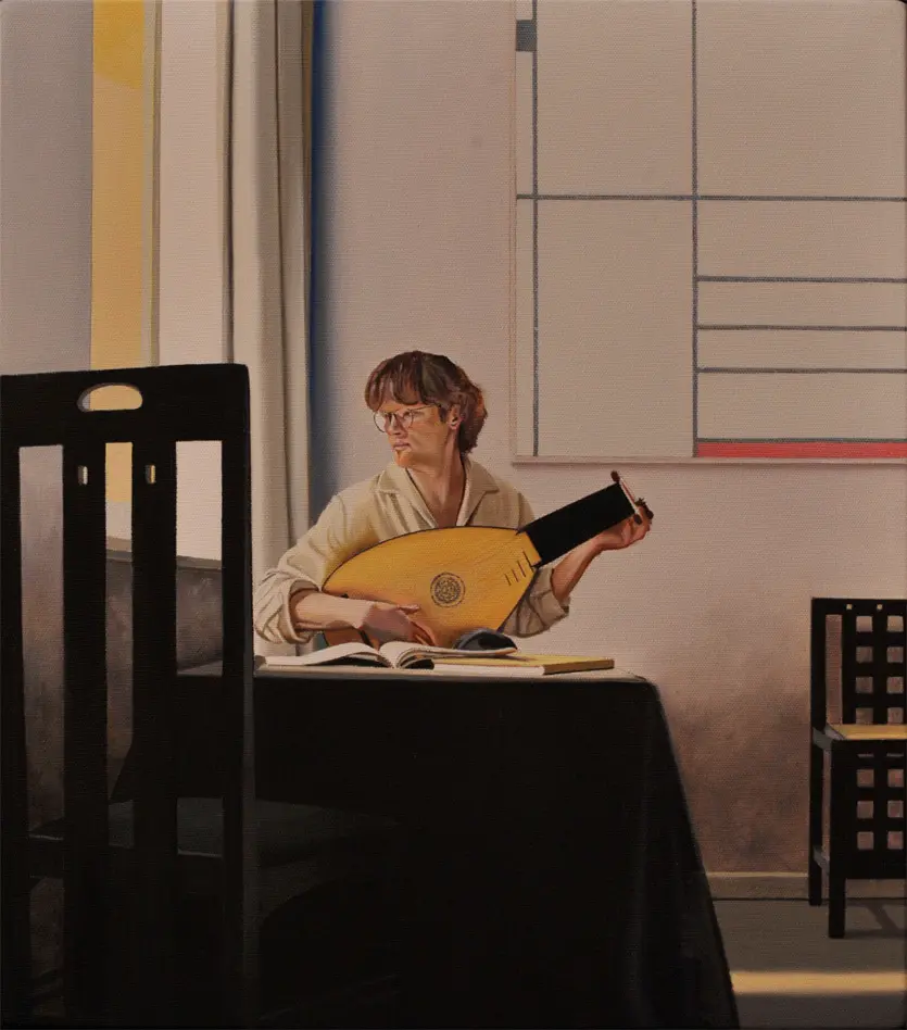 With a little help of my friends<br />(nach Vermeer) 51,4 x 45,7 cm, Öl auf Leinwand (2001)